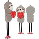 Шар 3D (64''/163 см) Ходячая Фигура, Ленивец с сердечком, 1 шт. в уп., 25079-P