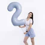 Шар (40''/102 см) Цифра, 2 Slim, Небесный, 1 шт. в уп., 941124