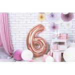 Шар (40''/102 см) Цифра, 6 Slim, Розовое Золото, 1 шт. в уп., 755501