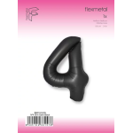 Шар (40''/102 см) Цифра, 4 Slim, Черный, Сатин, 1 шт. в уп., B901914SN