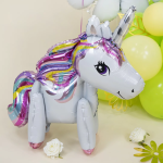 Шар (23''/58 см) Фигура 3D, Единорог, Звездная радуга, Белый, 1 шт. в уп., 15104P