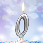 Свеча Цифра, 0, Серебро, 6 см, 1 шт., 3130