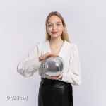 Шар 3D (9''/23 см) Мини-сфера, Серебро, 5 шт. в уп. (цв.этик.), 550102S5