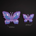 Шар (26''/66 см) Фигура, Бабочка (надув воздухом), Сиреневый, Хамелеон, 1 шт. в уп., 24986