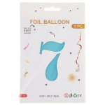 Шар (40''/102 см) Цифра, 7, Голубой, Матовый, 1 шт. в уп., 24117
