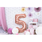 Шар (40''/102 см) Цифра, 5 Slim, Розовое Золото, 1 шт. в уп., 755495