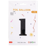 Шар (40''/102 см) Цифра, 1, Черный, Металлик, 1 шт. в уп., 27351