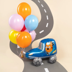 Шар (29''/74 см) Фигура 3D, Три Кота, Коржик в машинке, 1 шт. в уп., 401138