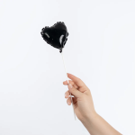 Шар с клапаном (5''/13 см) Микро-сердце, Черный, 1 шт., 27232