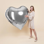 Шар (63''/160 см) Сердце, Серебро, Металлик, 1 шт., 27333
