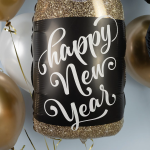 Шар (39''/99 см) Фигура, Бутылка Шампанское, Новогодние пузырьки, 1 шт., 25319