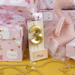 Свеча Цифра, 3 Грани, Золото, Металлик, 4,2*6 + 4,5 см, 1 шт. с держат., 803163