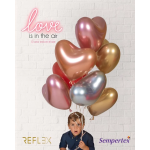 Шар (14''/36 см) Сердце, Зеркальный блеск, Серебро, хром, 50 шт.,