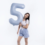 Шар (40''/102 см) Цифра, 5 Slim, Небесный, 1 шт. в уп., 941162