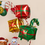 Шар 3D (22''/56 см) Куб, Подарок, Красный/Зеленый, 1 шт., 27048