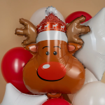Шар (27''/69 см) Фигура, Голова, Новогодний олень, 1 шт., 23188