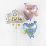 Шар (25''/64 см) Сердце, Малыш Мальчик (звездочки), Голубой, 1 шт., 25296