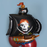 Шар (41''/104 см) Фигура, Пиратский корабль, Черный, 1 шт., 901669