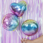 Шар (9''/23 см) Мини-круг, С Днем Рождения! (искорки звезд), Нежная радуга, Градиент, 1 шт., 402614