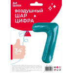 Шар (34''/86 см) Цифра, 7 Slim, Тиффани, 1 шт. в уп., 131407
