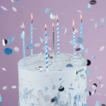 Свечи Точки и полосы, Голубой/Серебро, Металлик, 0,55*14,5 см, 10 шт., 630267