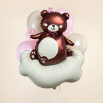 Шар (48''/122 см) Фигура, Мишка на облачке (розовый колпачок), 1 шт., 27772