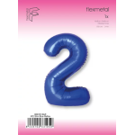 Шар (40''/102 см) Цифра, 2 Slim, Синий хром, Металлик, 1 шт. в уп., B901912AR