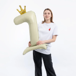 Шар (40''/102 см) Цифра на подставке, 7 Золотая корона, 1 шт. в уп., 23987