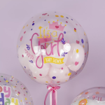 Шар с клапаном (18''/46 см) Сфера, Это Девочка, Прозрачный, Кристалл, 1 шт. в уп., 518017