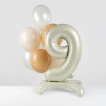 Шар (32''/81 см) Цифра на подставке, 9, Белый песок, 1 шт. в уп., 27519