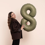 Шар (40''/102 см) Цифра, 8 Slim, Оливковый, Матовый, 1 шт. в уп., B901918MOL