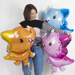 Шар (32''/81 см) Фигура, Динозаврик Трицератопс, Розовый, 1 шт., 901858RS