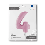 Шар (40''/102 см) Цифра, 4, Розовый, 1 шт. в уп., 074PP-P