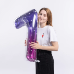 Шар (34''/86 см) Цифра, 7 Сияющий космос, Сиреневый, Градиент, 1 шт. в уп., 131027