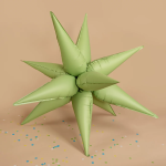 Шар 3D (26''/66 см) Звезда, Составная, Светло-зеленый, Сатин, 1 шт. в уп., 24826