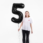 Шар (40''/102 см) Цифра, 5, Черный, Металлик, 1 шт. в уп., 27355