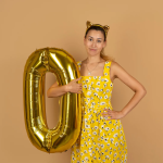 Шар (40''/102 см) Цифра, 0, Золото, Металлик, 1 шт. в уп., 24080