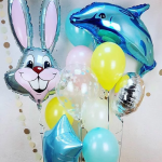 Шар (35''/89 см) Фигура, Заяц, Серый, 1 шт., 901589