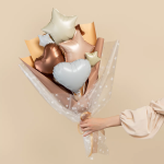 Шар с клапаном (10''/25 см) Мини-сердце, Шоколад, Сатин, 1 шт., 27270