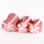 Набор коробок Сердце, Фактурный узор, с бантом, Розовый, 22*20*9 см, 3 шт. в упак. , 504080