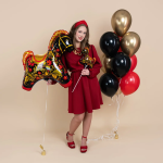 Шар (32''/81 см) Фигура, Лошадка Золотая роспись, 1 шт., 943920