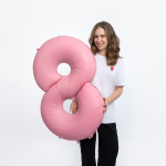 Шар (40''/102 см) Цифра, 8, Розовая Сакура, Матовый, 1 шт. в уп., 400800MSPK-P