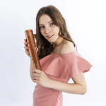 Пневмохлопушка (12/30 см), Волшебные сердечки, Сердца фольга, Розовое Золото, Металлик, 1 шт., 723002