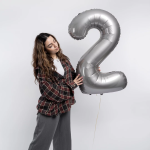 Шар (40''/102 см) Цифра, 2 Slim, Лунное Серебро, Матовый, 1 шт. в уп., B901912MMS