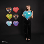 Шар (18''/46 см) Сердце, (надув воздухом), Зеркальный, Хамелеон, 1 шт. в уп., 24992