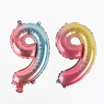 Шар с клапаном (16''/41 см) Мини-цифра, 9, Нежная радуга, Градиент, 1 шт., 180169