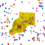 Шар с клапаном (8''/20 см) Мини-фигура, Пистолет - хлопушка с конфетти, Желтый, 1 шт., 23250