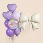 Шар (39''/99 см) Фигура, Бант, Кремовый, Сатин, 1 шт. в уп., 26457