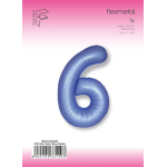 Шар (40''/102 см) Цифра, 6 Slim, Синий хром, Сатин, 1 шт. в уп., B901916SAR