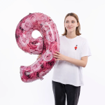 Шар (34''/86 см) Цифра, 9 Симфония роз, Фуше, 1 шт. в уп., 131369